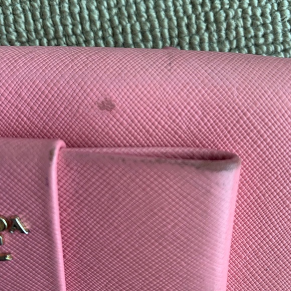PRADA pink bow wallet leather women’s snap closure organizer bag zipper money - Picture 12 of 13